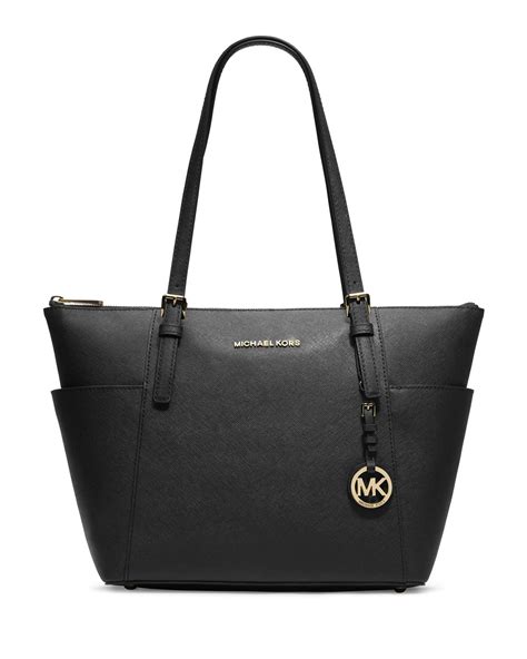 michael kors jet set top zip saffiano black|jet set travel large saffiano.